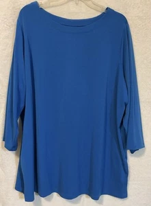 Susan Graver Modern Essentials Top Größe 2X blau flüssiger Strick plissierter Rücken - Bild 1 von 8