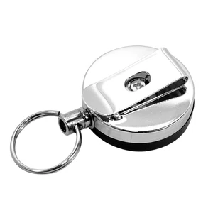 Retractable Key Chain Ring Stainless Steel Pull Recoil Rope Heavy Duty Cord Belt - Picture 1 of 6