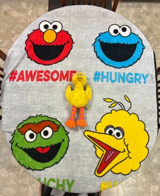 Sesame Street Big Bird Cookie Monster Oscar & Elmo  Throw & 15" Big Bird Plush - Image 1 of 4