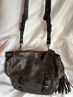 Frye - Veronica Messenger Distressed Black Leather Purse - Image 1 of 4