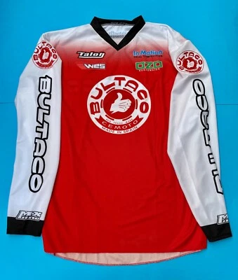 Bultaco Shirt Jersey Trials RED WHITE Twinshock Vintage Sherpa Pursang Frontera  - Image 1 of 2