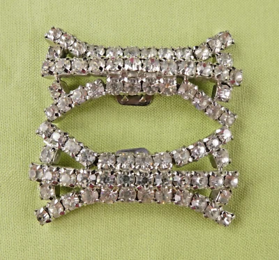 Винтажные клипсы для обуви с прозрачными стразами 50-е для карнавальных туфель блестящие - Изображение 1 из 4