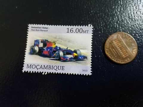 Sebastian Vettel Formula One Race Car Driver 2013 Mocambique Perforated Stamp Cover