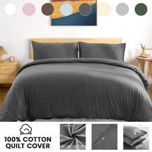 2025New All Size Bed 100% Cotton Doona Quilt Duvet Cover Set Premium Bedding AU - Picture 1 of 22
