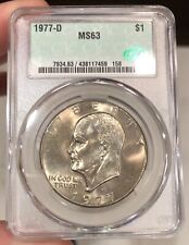1977-D Ike Dollar graded MS63 by CAC Nice Coin New Holder Cool Coin