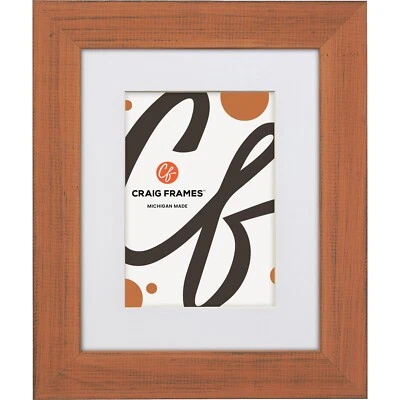 Jasper, 1.25" Wide Rustic Bourbon Orange Picture Frame With a Mat - Image 1 of 4
