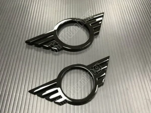 Mini Cooper F55/F56/F57 LCI 2018-on FRONT & REAR EMBLEM BADGE COVER-GLOSSY BLACK - Picture 1 of 2