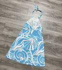 Lilly Pulitzer Brighton Seaspray Conch Embroidered Halter Dress Blue White 0