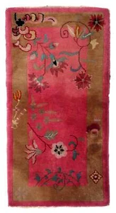 Handmade antique Art Deco Chinese rug 1.9' x 3.8' (60cm x 117cm) 1920s - 1C907 - Picture 1 of 10