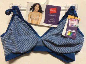 Hanes Comfort Flex Fit Wire Free Bra #HU11 -endless blue stripes - SMALL-NEW - Picture 1 of 1