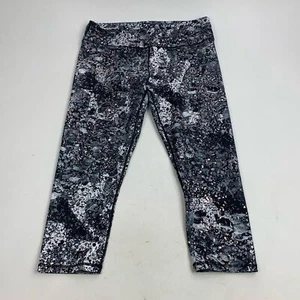 Fabletics Crop leggings Black Silver Rose Gold metallic Size Medium Stretch - Picture 1 of 12