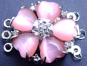 Cierre de 3 hebras de flor de pétalo ojo de gato corazón rosa de 25 mm para hacer joyas hágalo usted mismo - Imagen 1 de 9