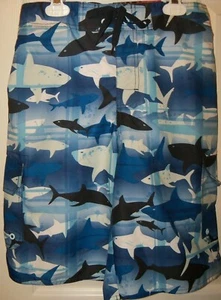 Hang Ten Blue Shark Swim Suit Board Trunks Shorts Boys Size 8 Small NWT - Picture 1 of 2