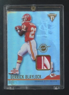 2001 TITANIUM DERRICK BLAYLOCK AUTHENTIC GAME WORN PATCH LOGO #ED 08/75  RARE - Image 1 of 2