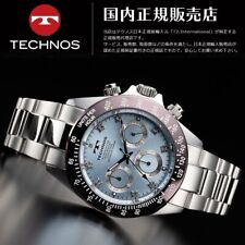 Technos Watch With Natural Diamonds Brown Ice Blue Chronograph Japan