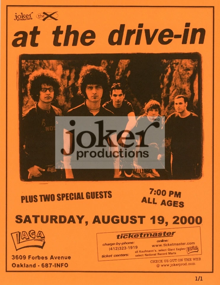 At The Drive In Concert Poster Club Laga Pittsburgh, PA 2000 1/1 - Image 1 of 1