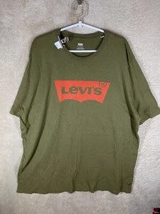 Levi's Casual T-Shirts Top Size 2XL Mens Khaki Logo Short Sleeve - Picture 1 of 12