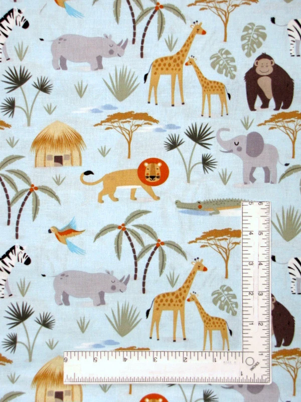 Safari Animal Azul Tela Por Yarda Safari Aventura Greta Lynn Algodón Benartex Foto 1 de 1