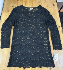 Sequel Women Lace Goth Top Floral Black size S made USA  - Picture 1 of 10