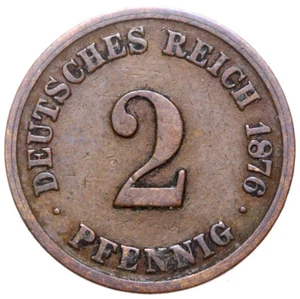 German Empire-Empire-Wilhelm I coin-2 Pfennig 1876 F - Picture 1 of 2