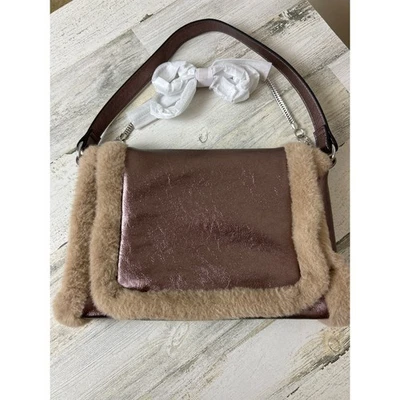 Bolsa tiracolo BCBGeneration couro bronze sintético ombro acabamento de pele boho nova - Imagem 1 de 4