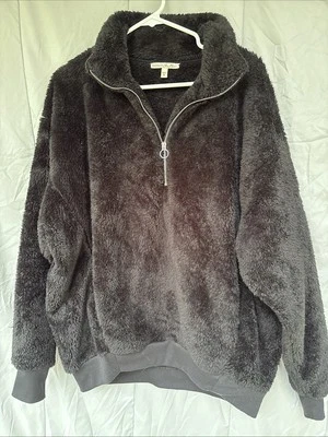 Pullover para mujer Express One Eleven negro difuso 1/4 bolsillos con cremallera talla mediana Foto 1 de 4