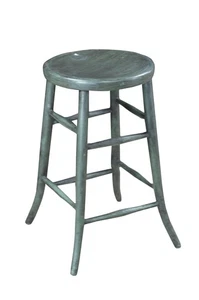 Taburete de granja Thonet de principios del siglo XX de madera curvada pintado verde #216 - Imagen 1 de 10