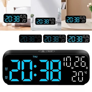 LED Digital Alarm Clock USB/Battery Temperature Large Mirror Display UK - Picture 1 of 21