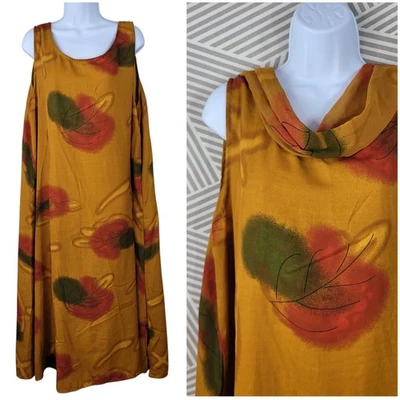 Vintage Slip Dress Plus 2X 3X Alt Long Midi Romantic Layered Svarf Orange Leaf - Image 1 of 4