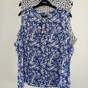 M&S 2 X The Relaxed Sleeveless Tank Vest Top ~ Size 22 ~ BNWT - Picture 1 of 5