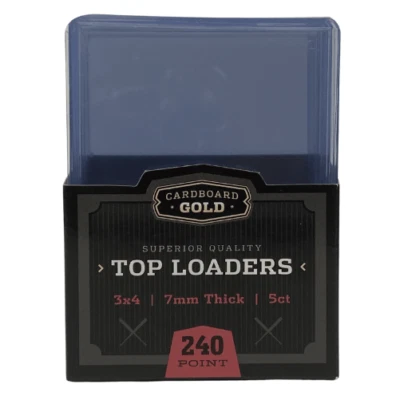 Pack of 5 Cardboard Gold 3" x 4" Rigid Thick Top Loaders-Toploaders 240pt-7mm  - Image 1 of 2