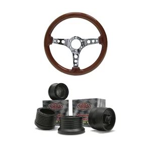 SAAS LOGANO SPORTS STEERING WHEEL 350MM WOODGRAIN CHROME SPOKES + VN VP BOSS KIT - Bild 1 von 6
