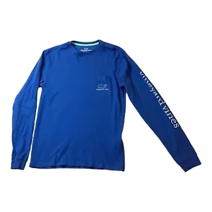 T-shirt Vineyard Vines manica lunga balena grafica tasca blu uomo taglia XS - Foto 1 di 9