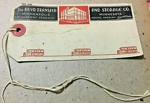 Vintage BOYD TRANSFER AND STORAGE MINNEAPOLIS MN-STORAGE TICKET-RED & BLACK USED - Picture 1 of 3