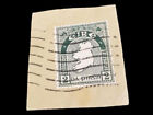 Rare Vtg 1930s Irish Stamp Eire 2 Pinsin Green and White Stamp Used on Envelope