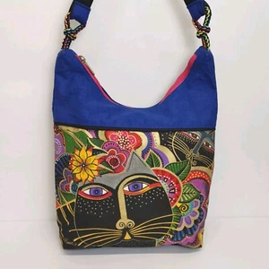 Laurel Burch Carlotta's Cats Shoulder Bag Purse Tote Colorful Cotton Canvas - Picture 1 of 21
