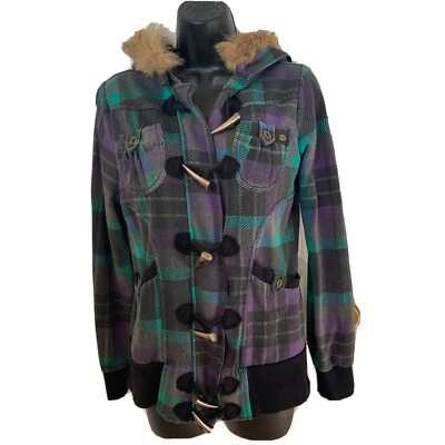 Chaqueta con capucha con cremallera a cuadros y gancho atado Foto 1 de 4
