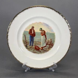 Vintage Thematie by Crooksville Plate 10" Farmers Praying Gold Rim Collector - Picture 1 of 7