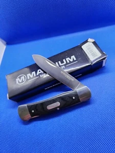 Boker Magnum Padre Lockback Knife Black Wood Handle Rare Discontinued 01MB004 JW - Picture 1 of 5