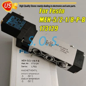 FOR FESTO MEH-5/2-1/8-P-B 173129 PNEUMATIC SOLENOID VALVE NEW IN BOX - Picture 1 of 11