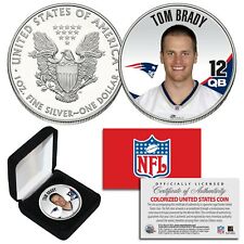 TOM BRADY QB #12 Patriots NFL 1oz PURE.999 SILVER AMERICAN EAGLE with Deluxe Box