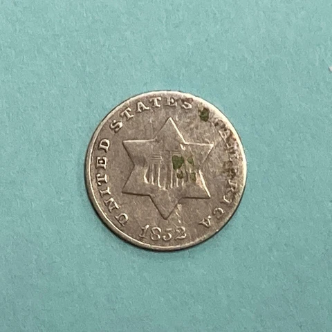 1852 3 Cent Silver ~ Old United States Coin ~ Three Cent Cover