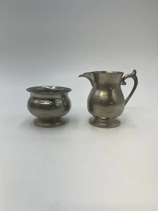 WOODBURY PEWTERERS Pewter Revere Bowl & Creamer Pitcher Vintage - Picture 1 of 8