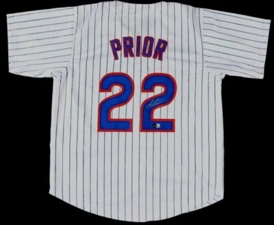 Mark Prior Chicago Cubs Autographed Signed Custom Baseball Jersey  Beckett COA - Image 1 of 3