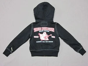 TRUE RELIGION BOYS BLACK SIGNATURE GRAPHIC SWEATSHIRT JACKET HOODIE SIZE XS NEW - Picture 1 of 7