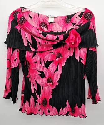 Top Floral Vintage Y2K Negro Rosa Talla L Ramillete Oscuro Romántico Bloomcore Artístico Foto 1 de 4