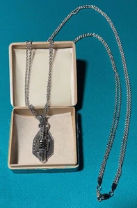 Vintage Judith Jack Sterling Art Deco Double Strand Marcasite Necklace - 14" - Picture 1 of 6