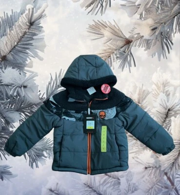 Gerry Boys Kids Size 5 Reversible Winter Jacket Hooded Faux Fur Grey Coat New - Image 1 of 4
