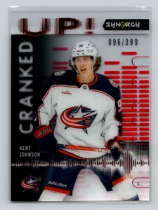 2022-23 UD Synergy #CU-KJ Kent Johnson -Cranked Up Red 096/399-Blue Jackets - Picture 1 of 2