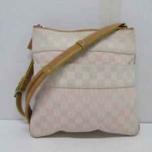 Auth LOEWE - Pink Cream Light Brown Jacquard Leather Shoulder Bag